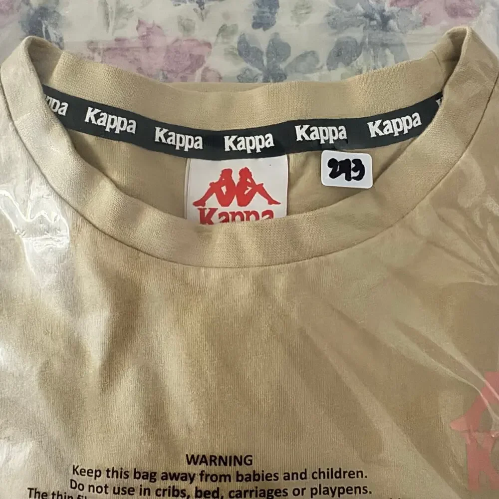 Kappa Long Sleeve Graphic T-Shirt Tan Beige Cotton Streetwear Crew Neck Men’s L
